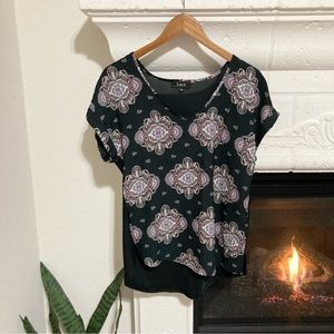 Lux II Black Blouse Top High Low Size S Small